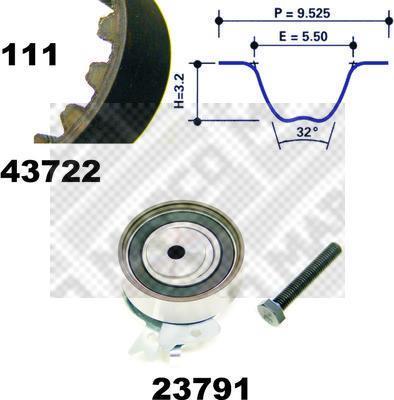 Kit de distribution (Kit courroie de distribution) MAPCO ref. 23722