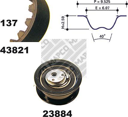 Kit de distribution (Kit courroie de distribution) MAPCO ref. 23820