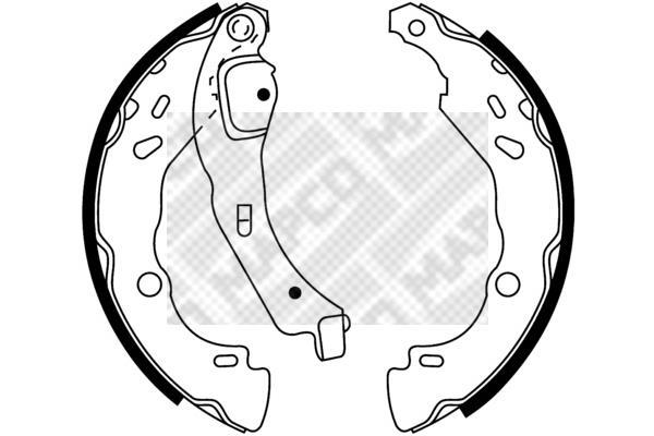 Jeu de 4 mâchoires de frein (Garniture de frein à tambour) MAPCO ref. 8847