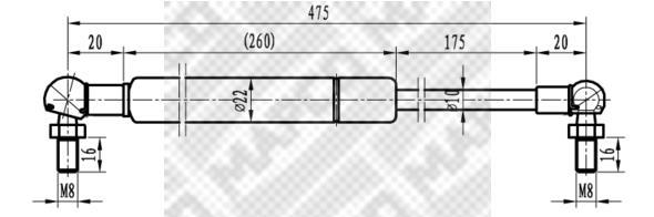 Vérin (Vérin de hayon) MAPCO ref. 91408