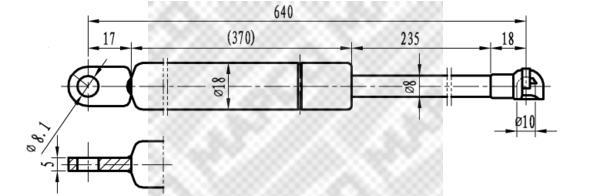 Vérin (Vérin de hayon) MAPCO ref. 91810