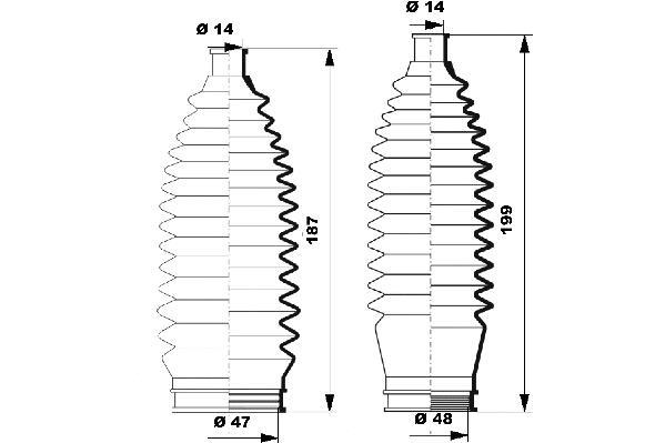 Jeu de joints-soufflets, direction MOOG K150269