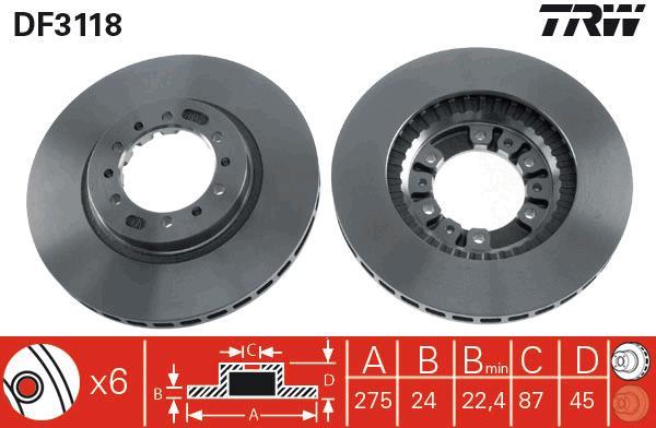 Disque De Frein TRW DF6698 – Compatible Peugeot – Paire Avant/Arrière – Qualité Origine