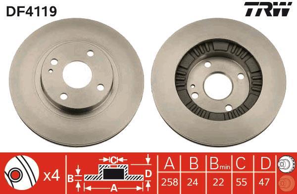 TRW DF4478S Disco freno : 330mm, ventilato, : 330mm, verniciato