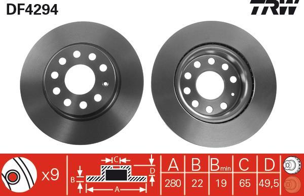 TRW DF4469 Disco freno : 247mm, ventilato, - Ricambi auto