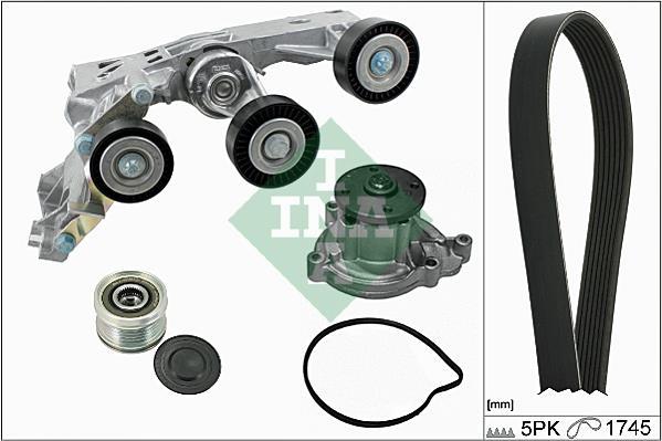 Pompe à eau+Jeu de courroie trapézoïdale à nervures (Pompe à eau et courroie accessoires) Schaeffler INA 529 0155 30