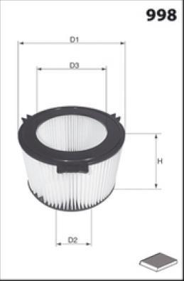 Filtre d'habitacle (Filtre à pollen) MECAFILTER ref. ELR7067