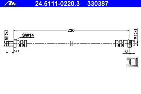 Flexible de frein (Durite de frein) ATE 24.5111-0220.3