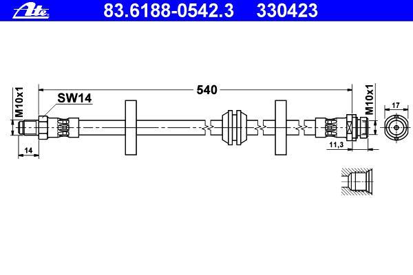 Flexible de frein (Durite de frein) ATE 83.6188-0542.3