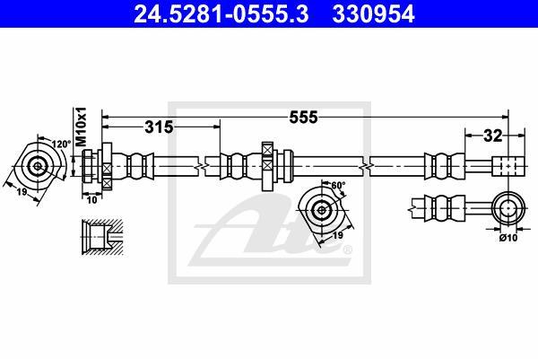 Flexible de frein (Durite de frein) ATE 24.5281-0555.3