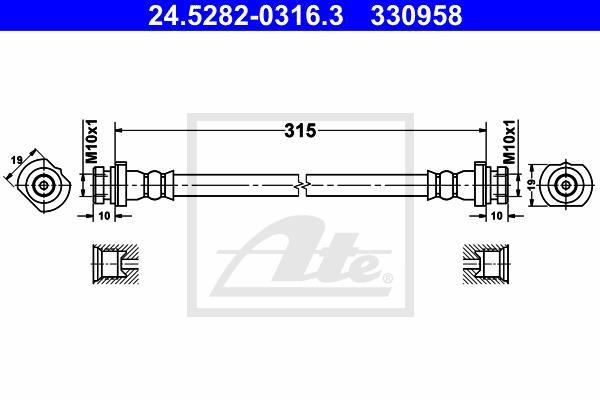 Flexible de frein (Durite de frein) ATE 24.5282-0316.3