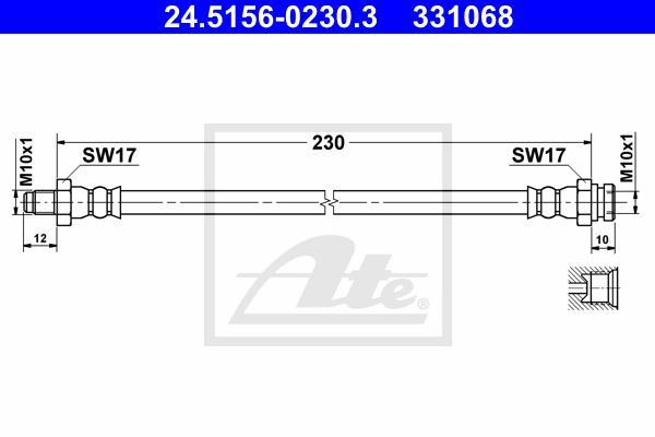 Flexible de frein (Durite de frein) ATE 24.5156-0230.3