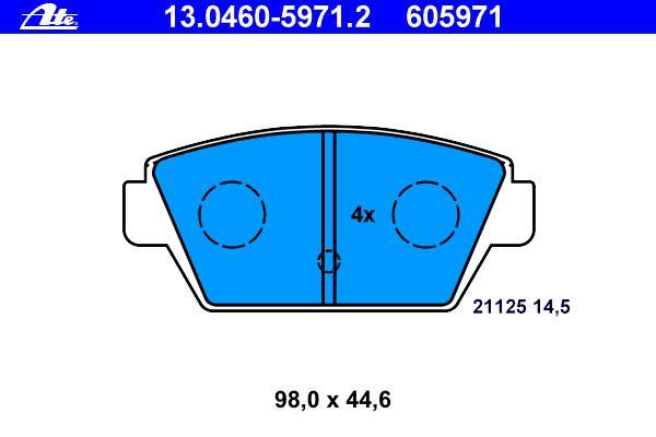 Jogo de 4 pastilhas de travão ATE ref. 13.0460-5971.2
