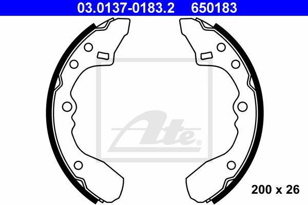 Jeu de 4 mâchoires de frein (Garniture de frein à tambour) ATE 03.0137-0183.2