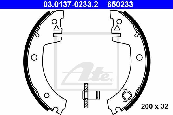 Jeu de 4 mâchoires de frein (Garniture de frein à tambour) ATE 03.0137-0233.2