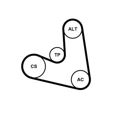 Kit de courroie d'accessoire CONTITECH ref. 4PK654K1