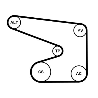 Kit de courroie d'accessoire (Courroie d’alternateur) CONTITECH 5PK1370K1