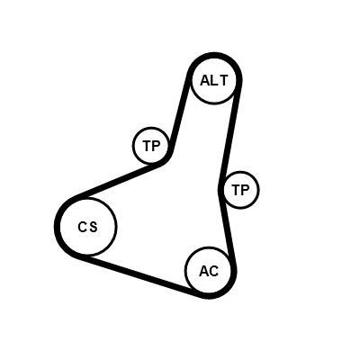 Kit de correias trapezoidais estriadas CONTITECH ref. 6PK1004 EXTRA K1