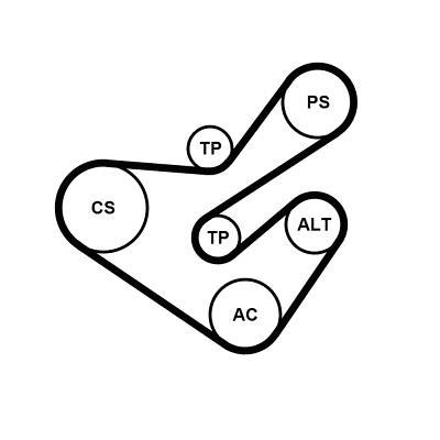 Kit de courroie d'accessoire (Courroie d’alternateur) CONTITECH 6PK1733K5