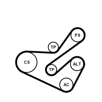 Kit de courroie d'accessoire (Courroie d’alternateur) CONTITECH ref. 6PK1740K1