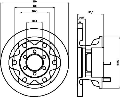 Jeu de 2 disques de frein HELLA PAGID 8DD 355 106-361