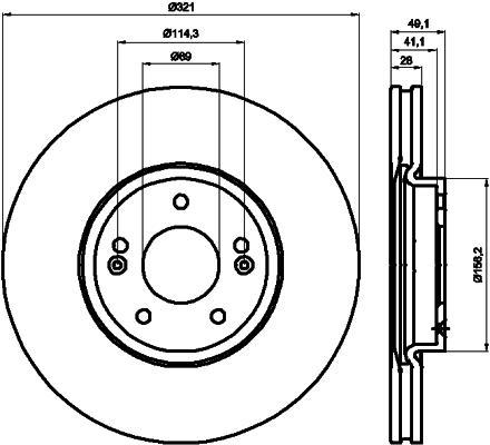 Jeu de 2 disques de frein HELLA PAGID 8DD 355 118-171