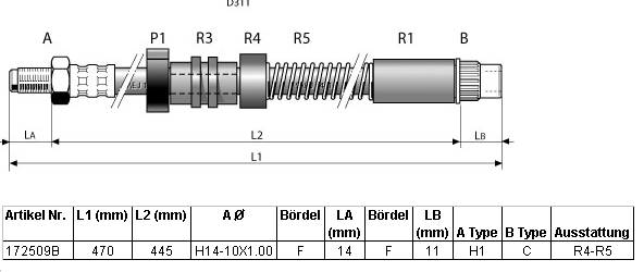Flexible de frein (Durite de frein) BENDIX ref. 172509B