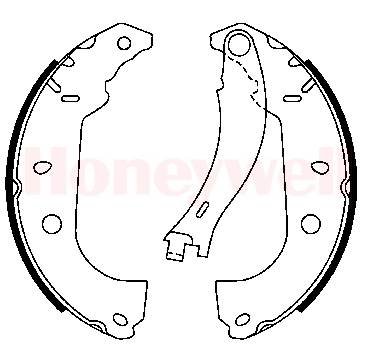 Jeu de 4 mâchoires de frein (Garniture de frein à tambour) BENDIX ref. 362325B