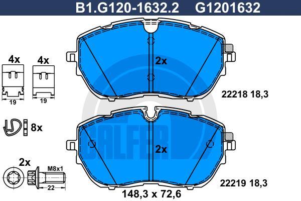 Jeu de 4 plaquettes de frein GALFER B1.G120-1632.2