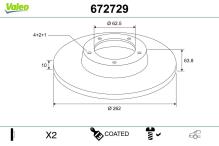 VALEO - Disques De Frein Peints - 672729 - Boîte De 2 Disques