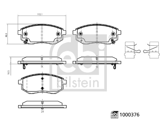 Jogo de 4 pastilhas de travão FEBI BILSTEIN 1000376