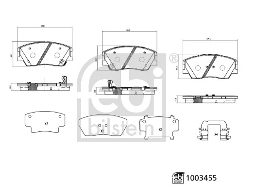 Jogo de 4 pastilhas de travão FEBI BILSTEIN 1003455