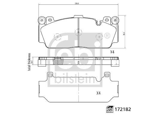 Jeu de 4 plaquettes de frein FEBI BILSTEIN ref. 172182