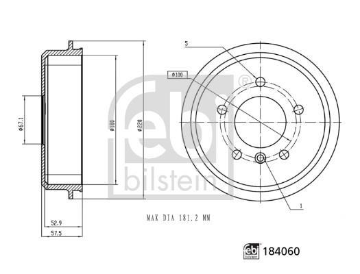 Tambor de travão FEBI BILSTEIN ref. 184060