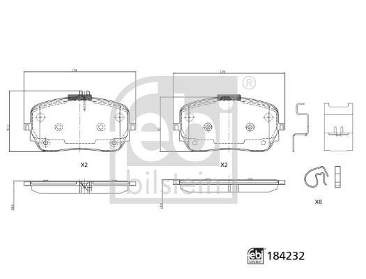 Jeu de 4 plaquettes de frein FEBI BILSTEIN ref. 184232