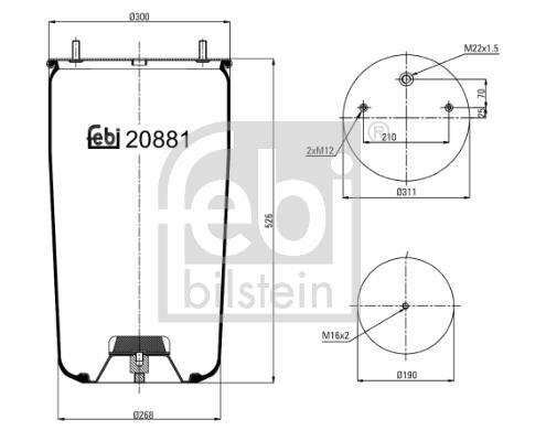 Soufflet à air, suspension pneumatique FEBI BILSTEIN 20881
