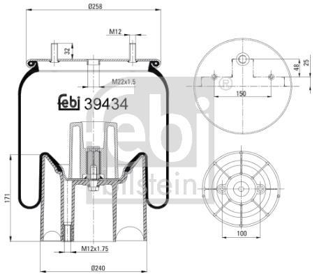 Soufflet à air, suspension pneumatique FEBI BILSTEIN 39434