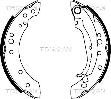 Jeu de 4 mâchoires de frein (Garniture de frein à tambour) Triscan A/S ref. 8100 42020