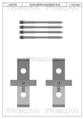 Kit acessórios de pastilhas de travão Triscan A/S ref. 8105 291635