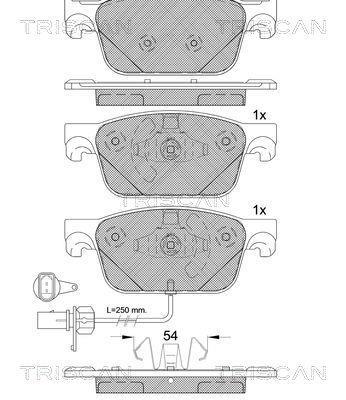 Jeu de 4 plaquettes de frein Triscan A/S ref. 8110 29186