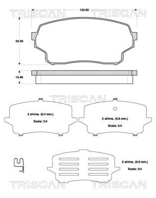 Jeu de 4 plaquettes de frein Triscan A/S ref. 8110 69016