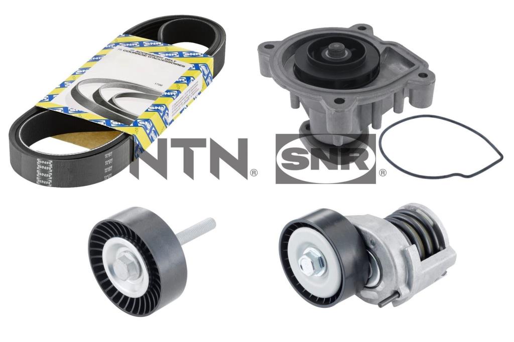 Pompe à eau+Jeu de courroie trapézoïdale à nervures (Pompe à eau et courroie accessoires) SNR KAP857.140