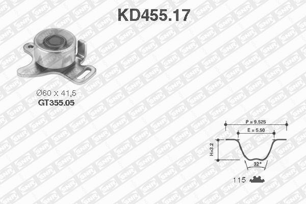 Kit de distribution (Kit courroie de distribution) SNR ref. KD455.17