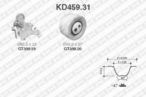 Kit de distribution (Kit courroie de distribution) SNR ref. KD459.31