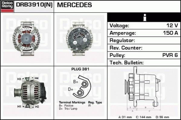 Alternateur DELCO-REMY DRB3910