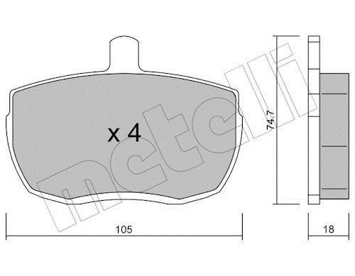 Jeu de 4 plaquettes de frein METELLI ref. 22-0016-0