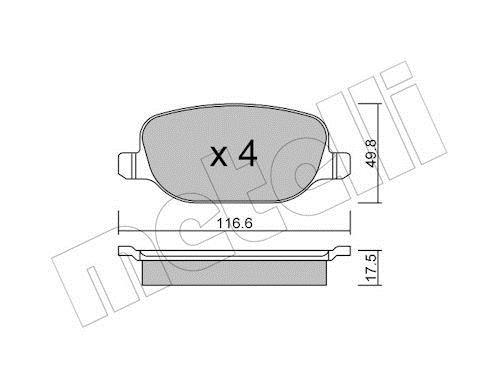 Jeu de 4 plaquettes de frein METELLI ref. 22-0704-0