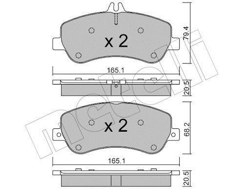 Jeu de 4 plaquettes de frein METELLI ref. 22-0825-0