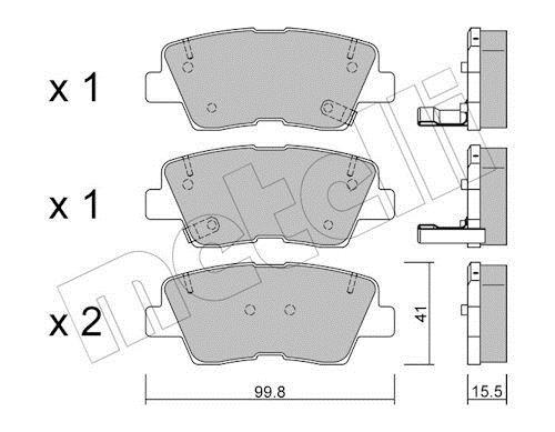 Jeu de 4 plaquettes de frein METELLI ref. 22-0886-0