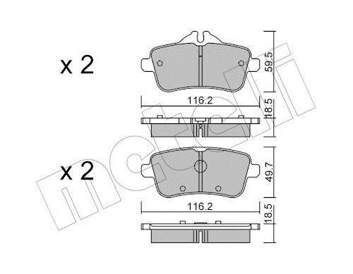 Jogo de 4 pastilhas de travão METELLI ref. 22-0968-0